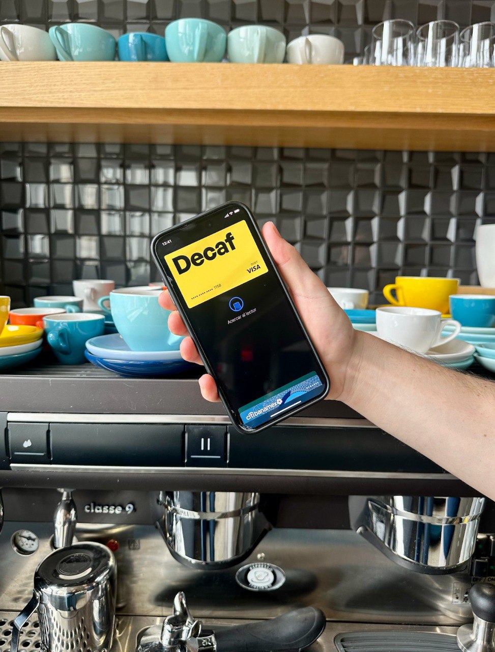 Decaf card in coffee shop